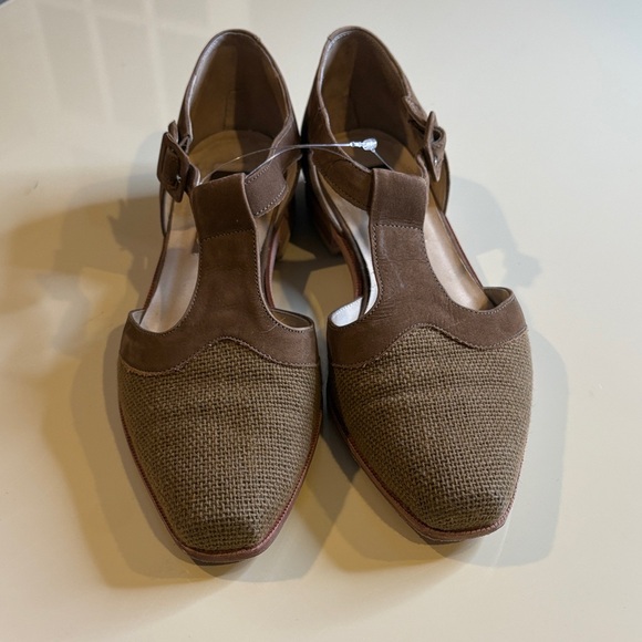 Sandra Miller Brown Raffia & Suede T-Strap Flats – Made in Brazil Size 8.5M - Picture 10 of 11